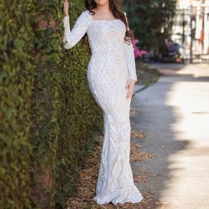 White sequins Prom dress